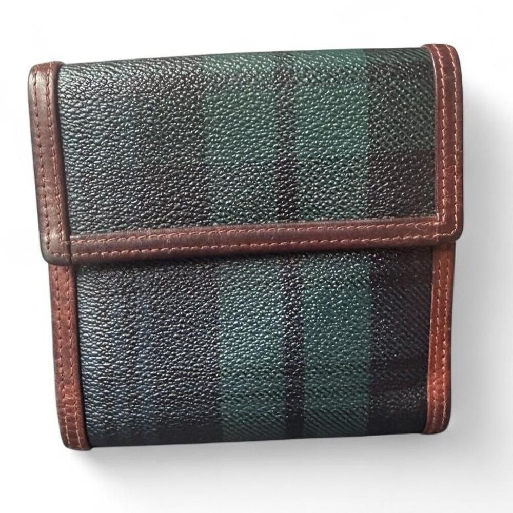 Vintage Ralph Lauren Black Watch Tartan Plaid Leather Wallet Bifold Green Navy